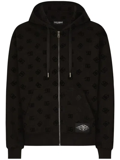 DOLCE & GABBANA ALL-OVER-DEBOSSED LOGO HOODIE