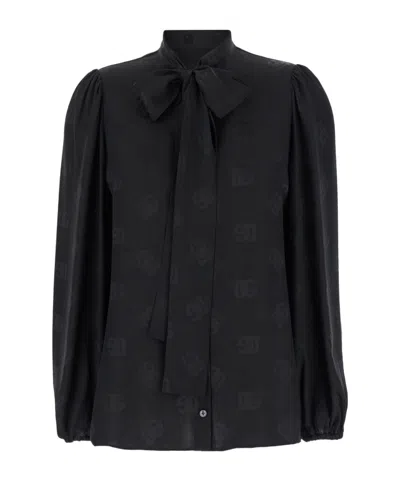 DOLCE & GABBANA DOLCE  GABBANA ALL-OVER DG LOGO DETAILED BLOUSE
