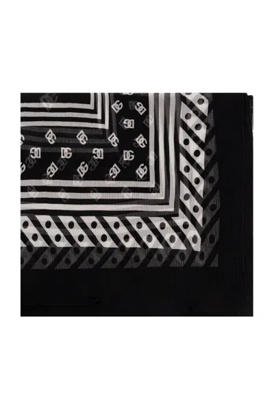 Dolce & Gabbana All-over Dg Logo Printed Scarf In Nero