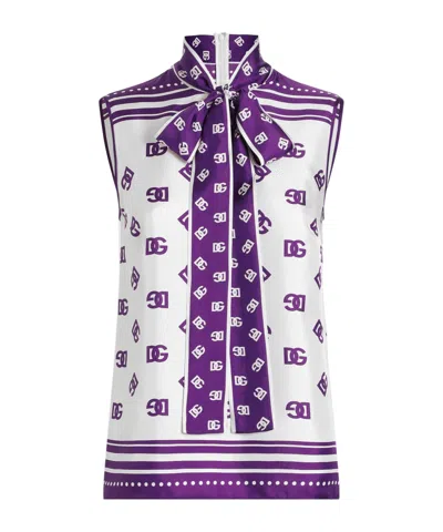 DOLCE & GABBANA DOLCE  GABBANA ALL-OVER DG LOGO PRINTED TWILL TOP