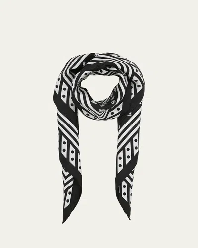 Dolce & Gabbana All-over Dg Polka-dot Silk Square Scarf In Dg Bco F Nero