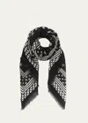 Dolce & Gabbana All-over Dg Print Silk & Cashmere Shawl In Dg Bco Fnero