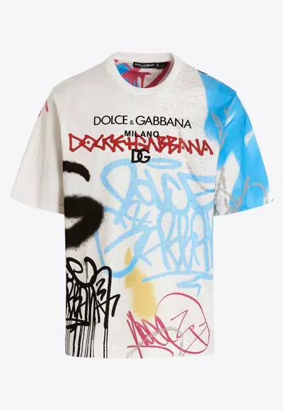 Dolce & Gabbana All-over Graffiti Print T-shirt In Multicolor
