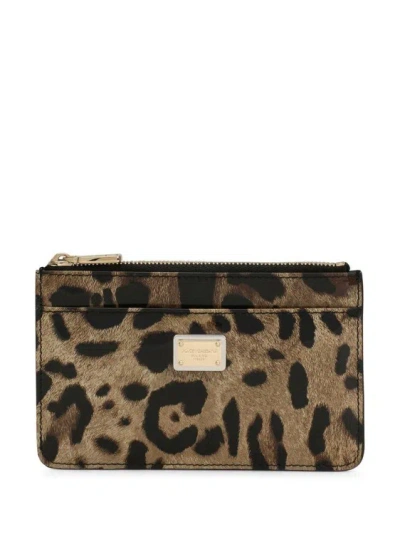 Dolce & Gabbana All-over Leopard-print Wallet In Black