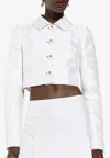 Dolce & Gabbana Dolce&gabbana Dg Logo Quilted Jacquard Crop Jacket In White