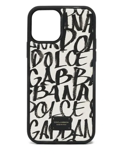 Pre-owned Dolce & Gabbana All-over Logo Iphone 12 Case