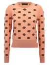 Dolce & Gabbana All-over Logo Jacquard Wool And Silk Sweater In Pink