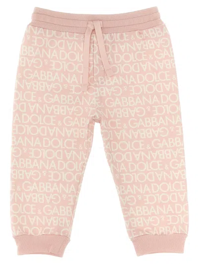 Dolce & Gabbana Babies' All Over Logo Joggers In Pink