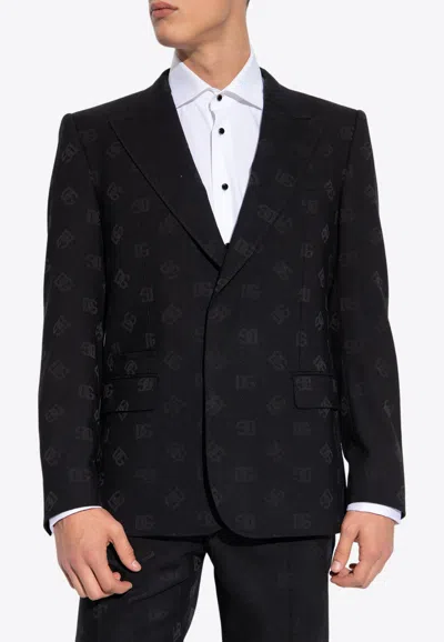 Dolce & Gabbana All-over Logo-pattern Blazer In Black
