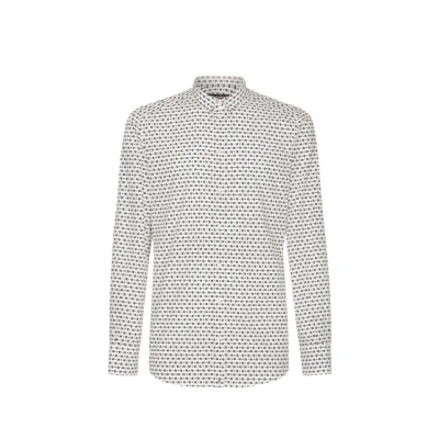 Dolce & Gabbana All Over Logo Pattern Cotton Shirt In White