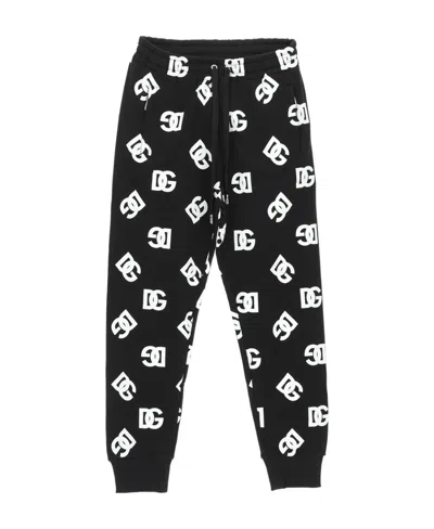 Dolce & Gabbana All-over Logo-print Track Pants In Black