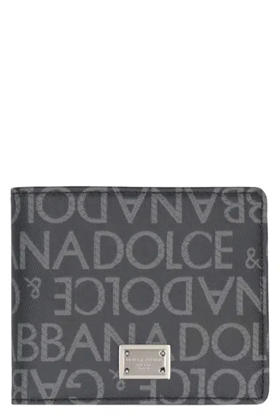 Dolce & Gabbana All-over Logo Wallet In Gray