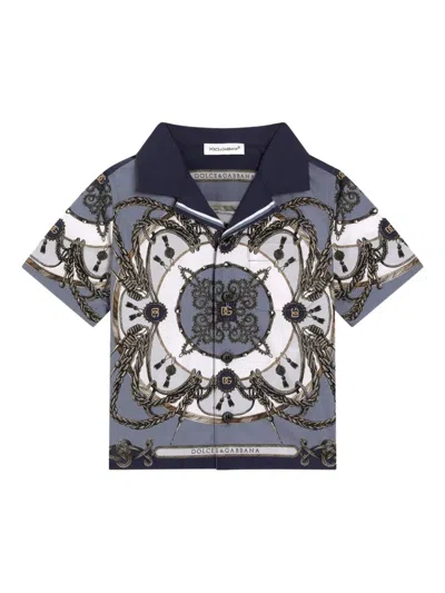 Dolce & Gabbana Babies' All-over-print Shirt In Blue