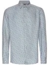 Dolce & Gabbana Silk Chain Print Shirt In Blue