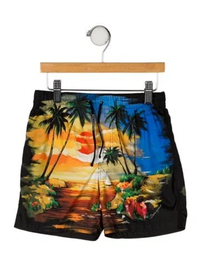 Pre-owned Dolce & Gabbana Babies' All Over Print Swimtrunks In Black