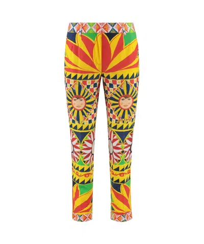Dolce & Gabbana All-over Print Trousers In Yellow