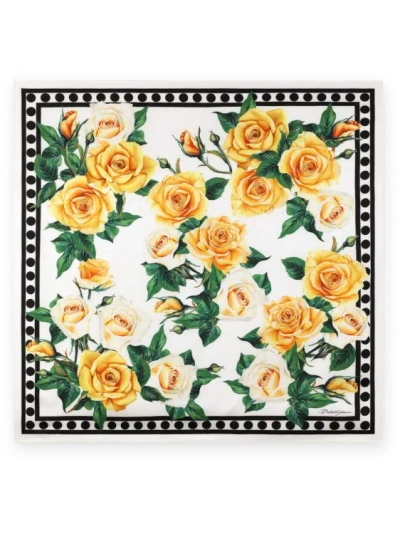 Dolce & Gabbana All-over Rose Print Scarfs In Multicolor