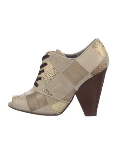 Pre-owned Dolce & Gabbana Alligator Colorblock Pattern Lace-up Boots In Neutral