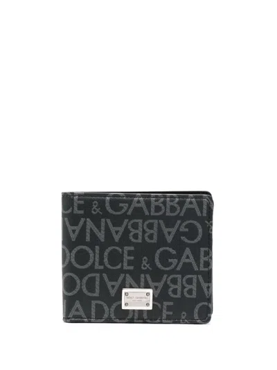 Dolce & Gabbana All-over Logo Wallet In Gray