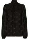 Dolce & Gabbana Black Shirt With Bow And Jacquard Dg Logo In Black
