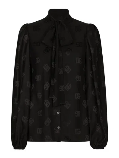 DOLCE & GABBANA ALLOVER LOGO SILK SHIRT