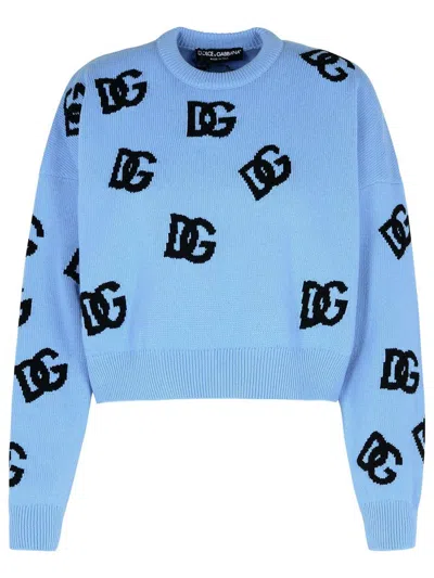 DOLCE & GABBANA DOLCE & GABBANA LIGHT BLUE VIRGIN WOOL SWEATER