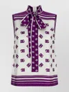 Dolce & Gabbana Allover Printed Sleeveless High Neck Top In Purple