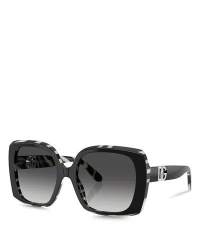 Dolce & Gabbana Allure Square Sunglasses, 56mm In Black White