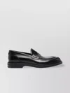 Dolce & Gabbana Almond Toe Leather Loafers With Brushed Effect
