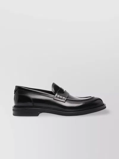 Dolce & Gabbana Almond Toe Leather Loafers With Brushed Effect