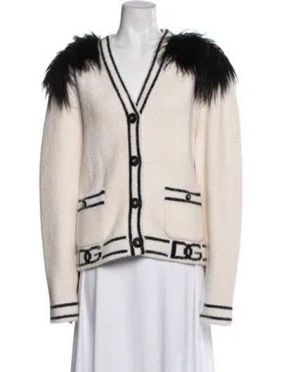 Pre-owned Dolce & Gabbana Alpaca Jacket In White
