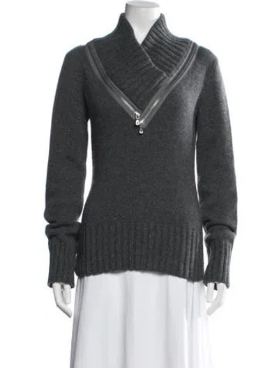 Pre-owned Dolce & Gabbana Alpaca V-neck Sweater In Grey