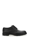 Dolce & Gabbana 'altavilla' Black Derby Lace-up Shoes With Metal Dg Logo On Heel