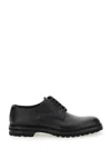 Dolce & Gabbana 'altavilla' Black Derby Lace-up Shoes With Metal Dg Logo On Heel In Black