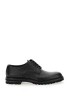 Dolce & Gabbana 'altavilla' Black Derby Lace-up Shoes With Metal Dg Logo On Heel In Multicolor