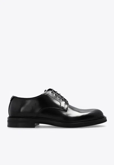 Dolce & Gabbana Altavilla Brushed Leather Derby Shoes In Black
