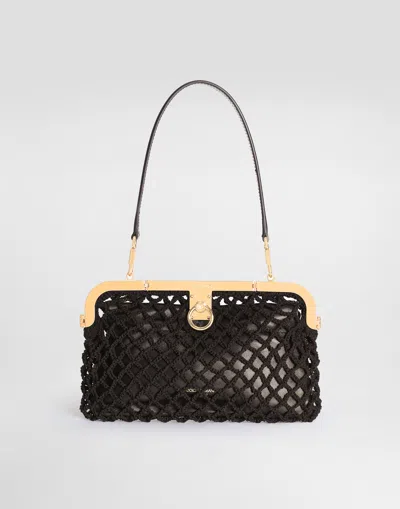 Dolce & Gabbana Amanda Handbag In Mesh And Palmellato Calfskin In Black