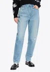 Dolce & Gabbana Amber Straight-leg Ripped Jeans In Blue