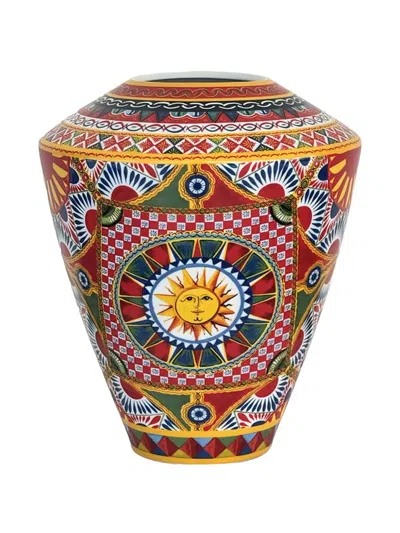 Dolce & Gabbana Amphora Patterned Vase (25cm X 29 Cm) In Red