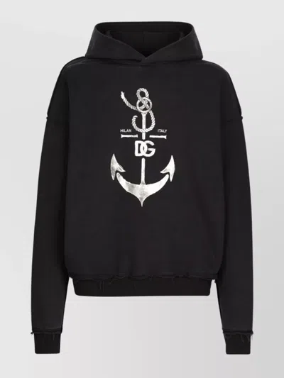 DOLCE & GABBANA ANCHOR PRINT COTTON HOODIE