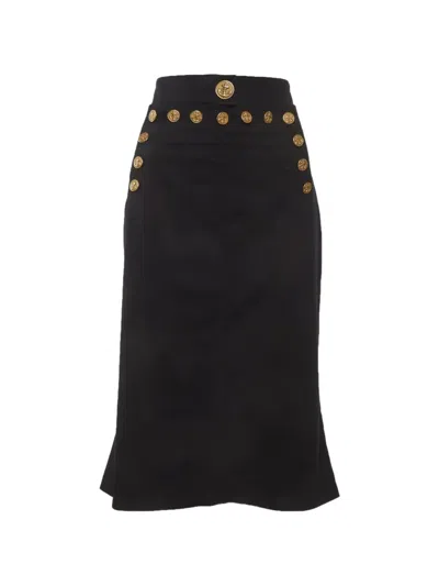 Pre-owned Dolce & Gabbana Anchor-button Midi Skirt In Blue