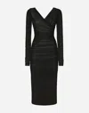 Dolce & Gabbana Tulle Calf-length Dress With Draping And Polka-dot Print In プリ