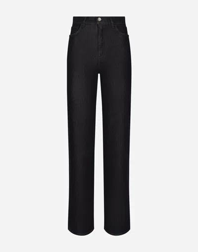 Dolce & Gabbana Flared Cotton Denim And Silk Jeans In マルチカラー