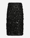 Dolce & Gabbana Lace Midi Skirt With Sequins In ブラック