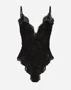 Dolce & Gabbana Tulle And Chantilly Lace Bodysuit In ブラック