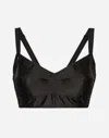 Dolce & Gabbana Sicily Cropped Top Lace Trim In ブラック