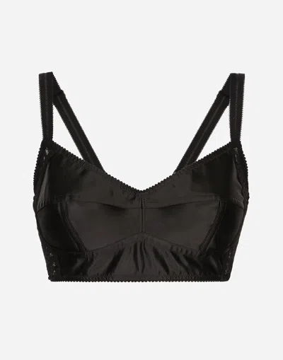 DOLCE & GABBANA SATIN AND LACE BRALETTE TOP