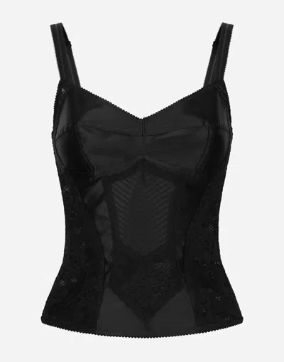 DOLCE & GABBANA CORSET LACE AND SATIN TOP