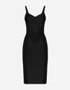 Dolce & Gabbana Satin And Lace Calf-length Corset Dress In ブラック