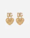 Dolce & Gabbana Drop Earrings With Hearts And Dg Logo In ゴールド